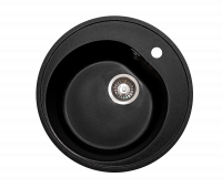 Мойка GranAlliance G-10 (d-500 мм) черная с сифоном