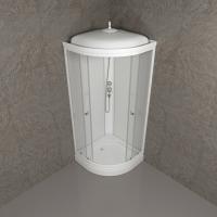 Душевая кабина Triton Ультра 80*80 В 1/4 круга, высоки поддон, Белый, прозрачная, ДН4 (7 мест+сифон)