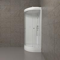 Душевая кабина Triton Ультра 80*80 В 1/4 круга, высоки поддон, Белый, прозрачная, ДН4 (7 мест+сифон)