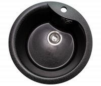 Мойка GranAlliance G-12   (d-485 мм) черная с сифоном