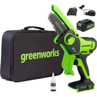 24V Цепная мини пила акк. Greenworks GD24CSMNX, 15см, бесщеточная, c 1хАКБ 2Ач и ЗУ (2008707UA)