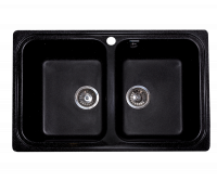 Мойка GranAlliance G-53   (775 х500мм) двухчашевая ,черная с сифоном