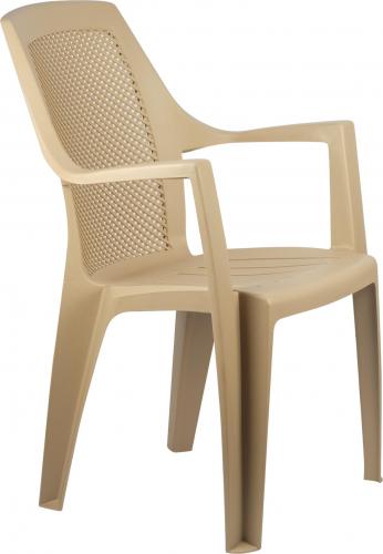 Kreslo plastikovoe Decorona DeVeranda 580x625x880mm, kvadratnaya setchataya spinka, teplyj oreh DC6289_2