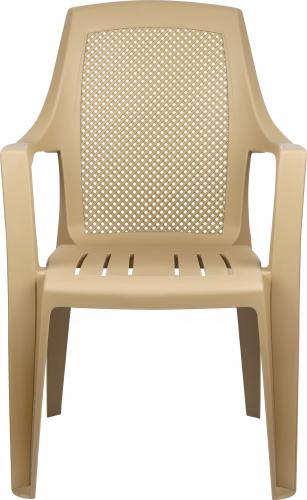 Kreslo plastikovoe Decorona DeVeranda 580x625x880mm, kvadratnaya setchataya spinka, teplyj oreh DC6289_1