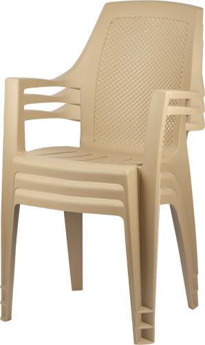 Kreslo plastikovoe Decorona DeVeranda 580x625x880mm, kvadratnaya setchataya spinka, teplyj oreh DC6289_3