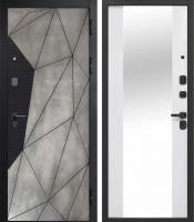Дверь металлическая Ferroni 9 см МДФ/МДФ Геометрия Бетон Снежный Зеркало 960 правая