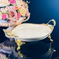Блюдо 28см на ножках с ручками в под.уп.(х8)Фарфор арт.205-873