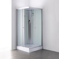 Душевая кабина EvaGold квадрат F101WS-Q (100*100,низ.под.,рифл.стек.бел.стен.,хром матовый проф.4к.)