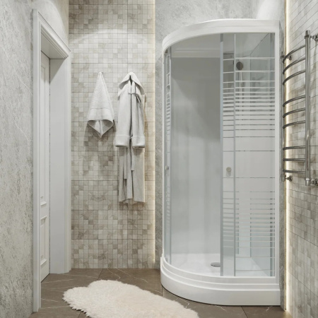 Dushevaya kabina Triton Standart 90*90 A 1/4 kruga, nizkij poddon Polosy (7 mesta+sifon)_3