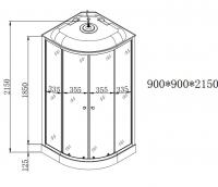 ДК EvaGold F901BS (90*90, низ.под., рифл. стек., черн. стен., хром матовый проф. 3к.)"EVA GOLD"