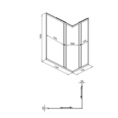 KS87 Komplekt stekol Venta-Hrom, 120*80, bez poddona., KN (Ograzhdenie) (1mesto)