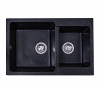 Мойка GranAlliance G-54 (770 х510мм) двухсекционная ,черная с сифоном
