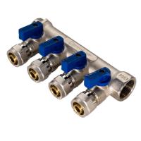 Коллектор 4 вых. 3/4"x16 с шаровыми кранами для м/п труб СТМ (15 шт.)