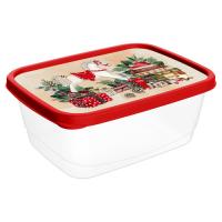 Контейнер для продуктов прямоугольный 1,5л с декором "Новогодние Игрушки" Homver 1376