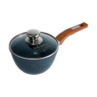Ковш 1.2л с несъемной ручкой и стеклянной крышкой АП "Premium" (blue) арт. 81903