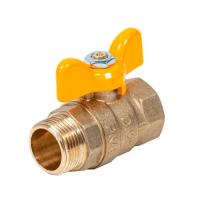 Кран газовый Dist 59 Ду 20 Ру40 бабочка гайка/штуцер 822Б