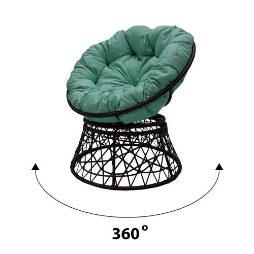 Kreslo dlya otdyha Garden story Papasan Adis vrasch 360 rotang iskusst chernyj podushka zelenaya 45123MT_1