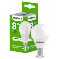 Лампа LED G45 шар 8Вт 230В 4000К E14 GENERICA арт.LL-G45-08-230-40-E14-G