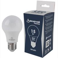 Лампа светодиодная 15W E27 A60 4000K 220V (LED PREMIUM A60-15W-E27-W) Включай РОССИЯ