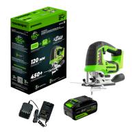 Лобзик аккумуляторный Greenworks GD24JS120,б/щет,120 мм,0-3500/мин, LED,1х4Ач,ЗУ,кор (3601407CUB)