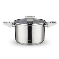 LR02-258 Кастрюля LARA (нерж) ФЛОРА 20x12,5см 3.9л, капсул индукци дно, Soft touch, стекл. крышка