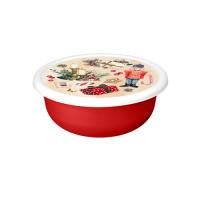 Миска Modena 1,2л с крышкой с декором "Новогодние Игрушки" Homver 1382