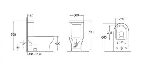Unitaz-kompakt Olives Cadiz Bidet s vstroennym smesitelem (UN_CDB31126DP)_2