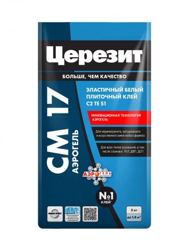 Klej dlya plitki TSEREZIT SM 17/5kg Aerogel, belyj 3040022_1