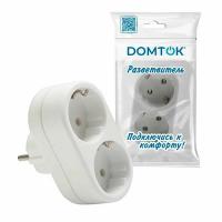 Разветвитель "DОМТОК" 2гн. плоский с/з 250В 3500Вт белый (2653)