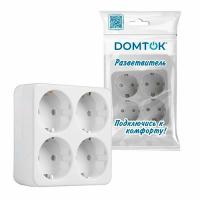 Разветвитель "DОМТОК" 4гн. прямоугольник с/з, з/ш, 250В 3500Вт белый (2661)