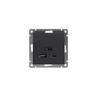 Розетка USB Type-A (2,4А) + Type-C (4А) "UNIVersal" серия "Афина" с/у, графит A0059-Gr