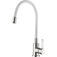 См-ль д/кухни LEDEME с силиконовым изливом МАКСИ (белый+нерж.) L74004-3