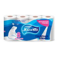 Туалетная бумага "Мягкоff", 17,28 м. Белая, 3 слоя, 8 рулонов.