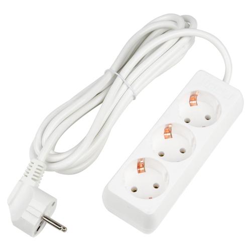 Udlinitel serii Ultra, shnur 3m., 3 gnezda, 16A, s/z. Belyj. TM UnielS-GCU3-3 WHITE UL-00010001_1