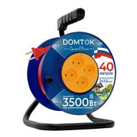 Удлинитель силовой на катушке "DOMTOK" 4 гнезда, ПВС 3*2,5, 4кВт, з/к 40м (2463)