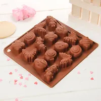 Форма для льда и конд.украшений 16 ячеек 18х17х1,9 см (3,5х3,5 см) "Насекомые" цвет шоколадный 28548