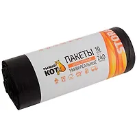 Мешки для мусора 240л (10шт./рул.) ПВД (черные), особо прочные, 36мкм арт.006979 "РЫЖИЙ КОТ"