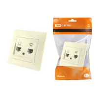 Розетка телефонная RJ11 + компьютерная RJ45 слоновая кость "Лама" Tdm