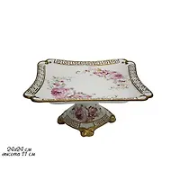 Квадратная фруктовница 24см. на ножке МРАМОРНАЯв под.уп.(х6) Фарфор арт.144-197
