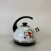 Чайник 3,5 л.(конс.ручка)-белый-черный/полевые маки (декор- нерж.сталь) Т04/35/03-02/43 (г.Ростов)