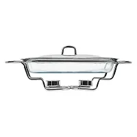 LR12-15 мармит стеклянный LARA <2.0л> 46,5см, 2 свечи, жаропрочное стекло, сталь крышка