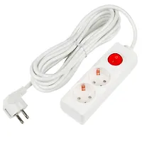 Удлинитель серии Ultra, шнур 5м., 2 гнезда, 16A, с/з. Белый. TM UnielS-GCU2-5B WHITE UL-00010012