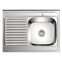 Мойка LEDEME накладная 80*60 т.0,8 правая ГЛЯНЕЦ бол.сиф. (L98060-R) (+ сифон)
