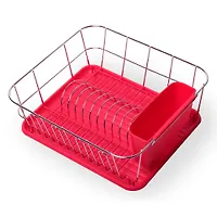 Сушилка для посуды 37*33*13,5см. из хромированной стали с поддоном (0763B)