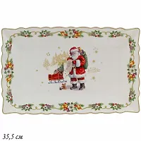 Прямоугольное блюдо 35,5см НОВЫЙ ГОД в под.уп.(х8)Фарфор арт.205-302