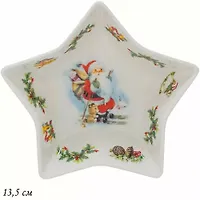 Блюдо 13,5 см НОВОГОДНИЙ в под.уп.(х36)Фарфор арт.205-323