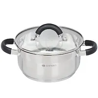 Кастрюля нержавеющая сталь, 2.2 л, с крыш, Daniks, Турин, QS-1-18/GS-01413-18CA (332344)