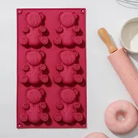 Форма для выпечки 6 ячеек "Животные.Мишка" 28,5х17х2 см (8,5х6 см) цвет МИКС арт.549328 г.Екатеринбу