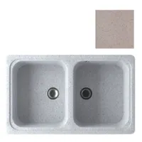 Мойка GranAlliance G-53   (775 х500мм) двухчашевая ,бежевая с сифоном