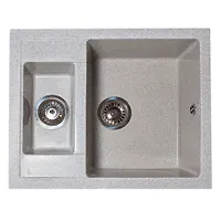 Мойка GranAlliance G-52 (595 х485мм) двухсекционная ,серая с сифоном